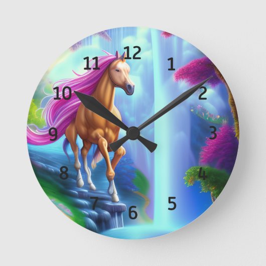 Horloge Ronde Cascade magique du Cheval Fairy (Recto)