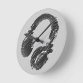 Horloge Ronde casque deejay de musique noire (Angle)
