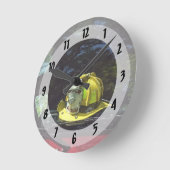 Horloge Ronde Casque du capitaine du feu jaune (Angle)