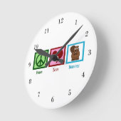 Horloge Ronde Castors d'amour de paix (Angle)