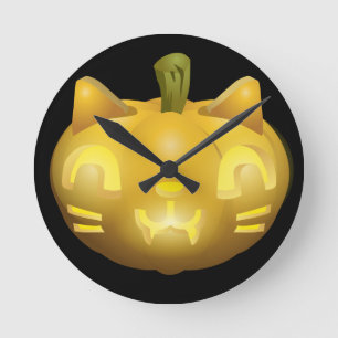 Horloge Ronde Cat Jack-o'-lantern