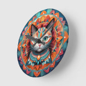 Horloge Ronde Cat Mandala (Angle)