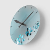 Horloge Ronde Cat paw Light Blue (Angle)