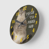 Horloge Ronde Cat "TIME TO FEED ME" (Angle)