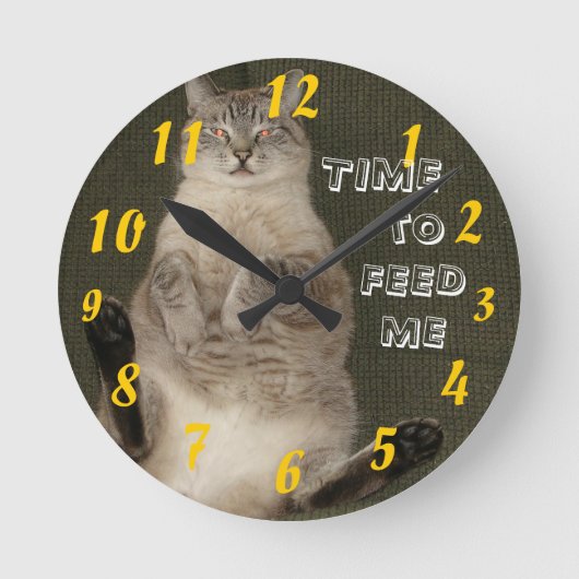 Horloge Ronde Cat "TIME TO FEED ME" (Recto)