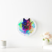 Horloge Ronde Cat Trippy Psychedelic Pop Art (Maison)
