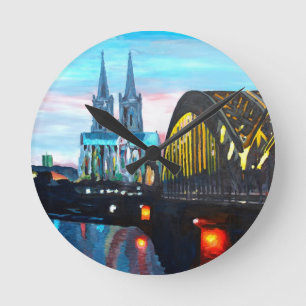 Horloge Ronde Cathédrale de Cologne avec Hohenzollernbridge