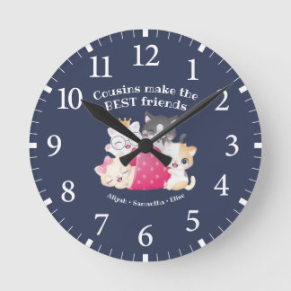 Horloge Ronde Cats adorables Cousins faire les meilleurs amis su