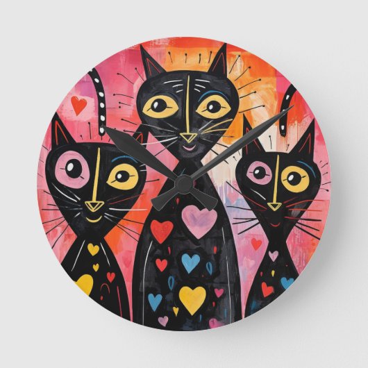 Horloge Ronde Cats Clock (Recto)