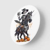 Horloge Ronde Cavalier de cheval squelette (Angle)