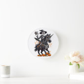 Horloge Ronde Cavalier de cheval squelette (Maison)
