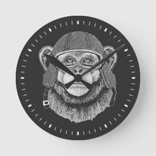 Horloge Ronde Cavalier de moto de chimpanzé