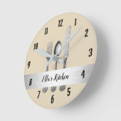 Horloge Ronde Ceinture d'argent de cuisine (Angle)