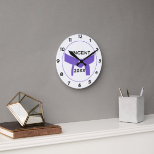 Horloge Ronde Ceinture violette des arts martiaux