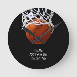 Horloge Ronde Célèbre Citation Motivationnelle Basketball