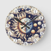 Céleste Vintage Demi Soleil & Lune Bleu Jaune