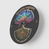 Horloge Ronde Celestial Harmony Tree - Cosmic Meditation Mandala (Angle)