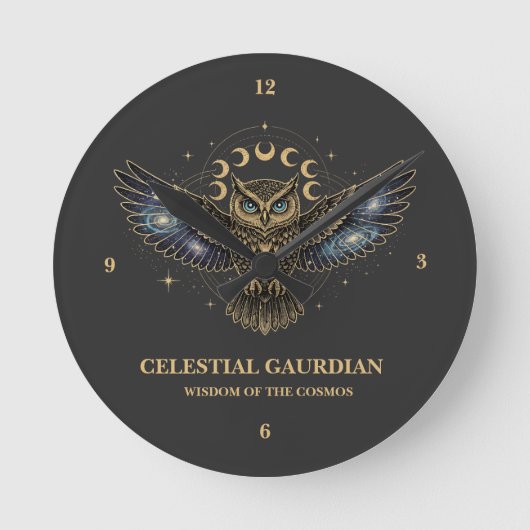 Horloge Ronde Celestial Owl Cosmic Guardian (Recto)