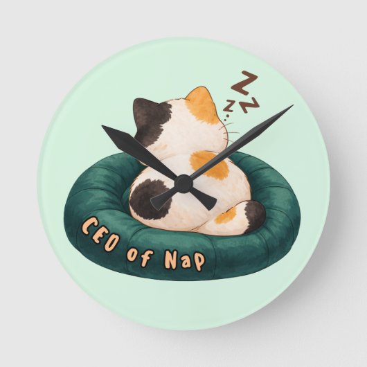 Horloge Ronde "CEO of Nap" Cat Sleeping on The Couch (Recto)