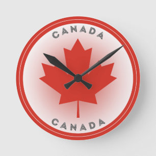 Horloge Ronde Cercle de feuille d'érable du Canada