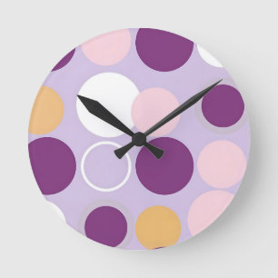 Horloge Ronde Cercles à pois motif rétro moderne