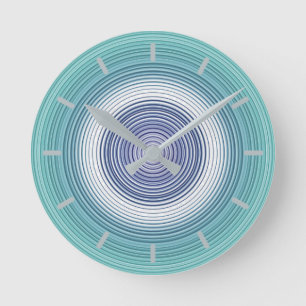 Horloge Ronde Cercles - aqua turquoise turquoise bleu cyan