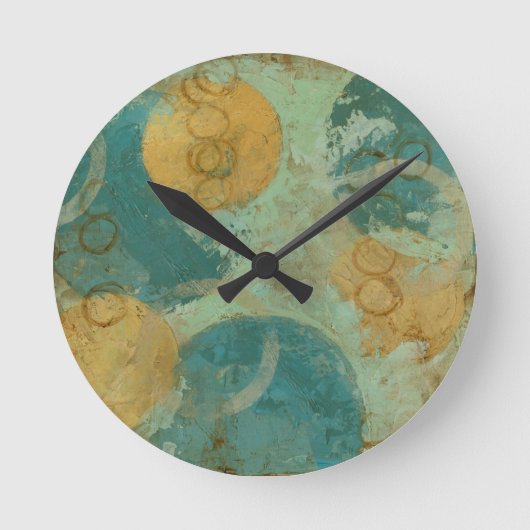 Horloge Ronde Cercles bleus et jaunes (Recto)