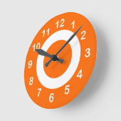 Horloge Ronde Cercles cibles orange et blanc (Angle)