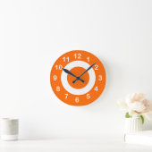 Horloge Ronde Cercles cibles orange et blanc (Maison)
