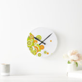 Horloge Ronde Cercles funky sur blanc (Maison)