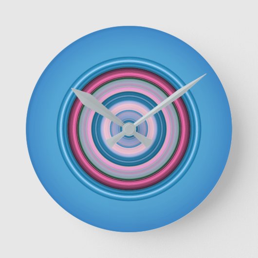 Horloge Ronde Cercles - Rose Bleu (Recto)
