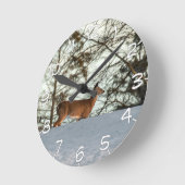 Horloge Ronde Cerf à queue blanche (avec chiffres) (Angle)