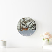 Horloge Ronde Cerf à queue blanche (avec chiffres) (Maison)