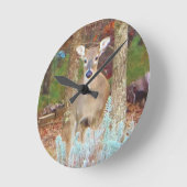 Horloge Ronde Cerfs communs de Noël (Angle)