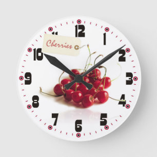 Horloge Ronde Cerises rouges avec l'horloge d'étiquette