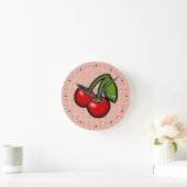 Horloge Ronde Cerises sur Fleur (Maison)