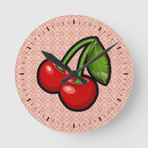 Horloge Ronde Cerises sur Fleur