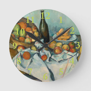 Horloge Ronde Cezanne Panier de Pommes Peinture Impressionniste