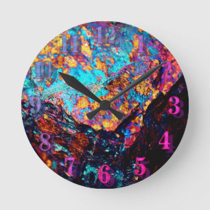 Horloge Ronde Chalcopyrite minérale pierre de cristal