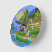 Horloge Ronde Chalet de printemps (Angle)