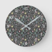 Horloge Ronde Chalkboard Easter Bunny Doodle Pattern (Recto)