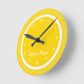 Horloge Ronde Chambre à coucher Jaune Polka Dot Kid (Angle)