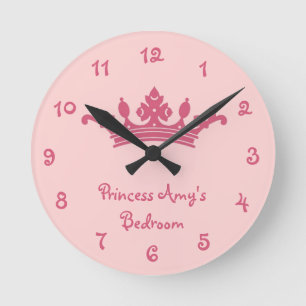Horloge Ronde Chambre de princesse rose personnalisée