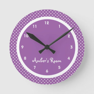 Horloge Ronde Chambre d'enfant aux pois violets