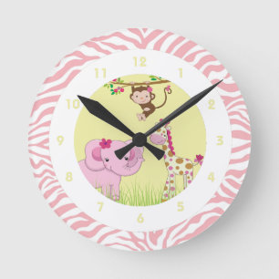 Horloge Ronde Chambres pour enfants à thème de la Jungle