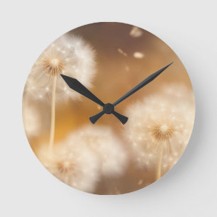 Horloge Ronde Champ de Lumière Chaude de Pissenlits