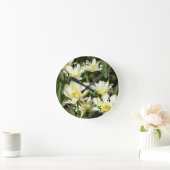 Horloge Ronde Champ de tulipes blanches (Maison)