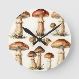Horloge Ronde Champignon Toadstool Botanique Fungi Vintage