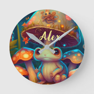 Horloge Ronde Champignons de grenouille mignon magiques