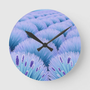 Horloge Ronde Champs de Lavande de Rêve Esthétique Violet Bleu 
